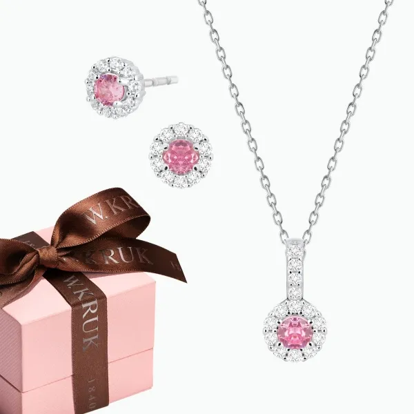 Komplet Różowa Cyrkonia W.KRUK