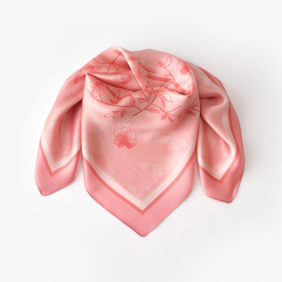 Chusta jedwabna 
<BR>Kwiaty Nocy Wiśnia W.KRUK