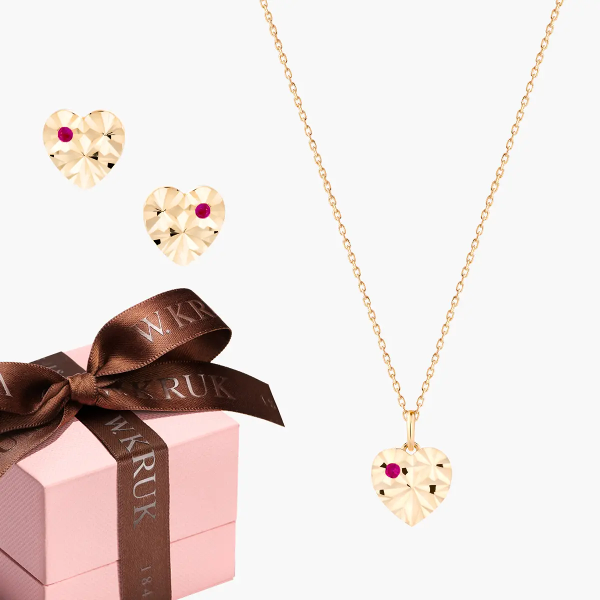 Komplet Serce Różowy Blask W.KRUK