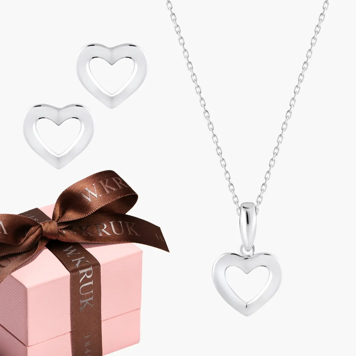 Komplet Srebrne Serca W.KRUK