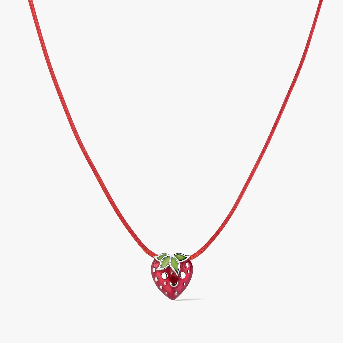 Naszyjnik sznurkowy z truskawką W.KRUK