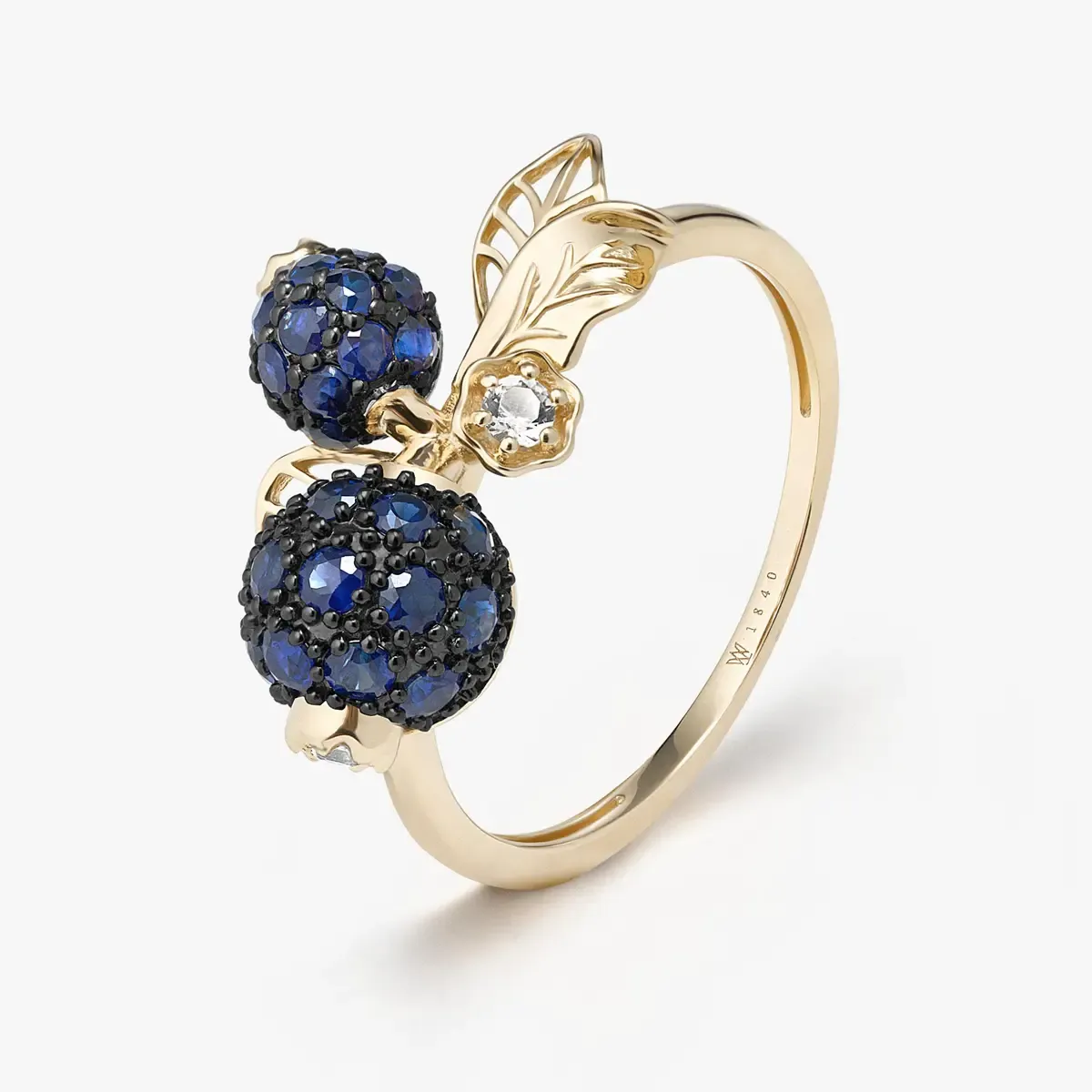 Pierścionek złoty 
<br/> 
Kwiaty Nocy Borówka W.KRUK