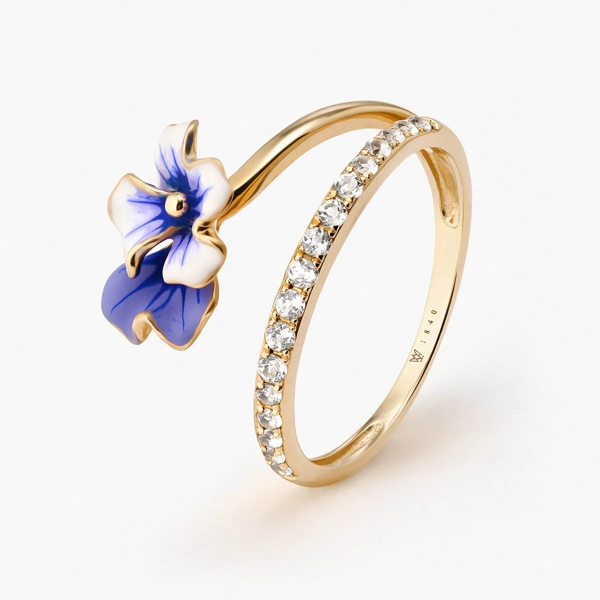 Pierścionek złoty 
<br/> 
Kwiaty Nocy Bratki W.KRUK