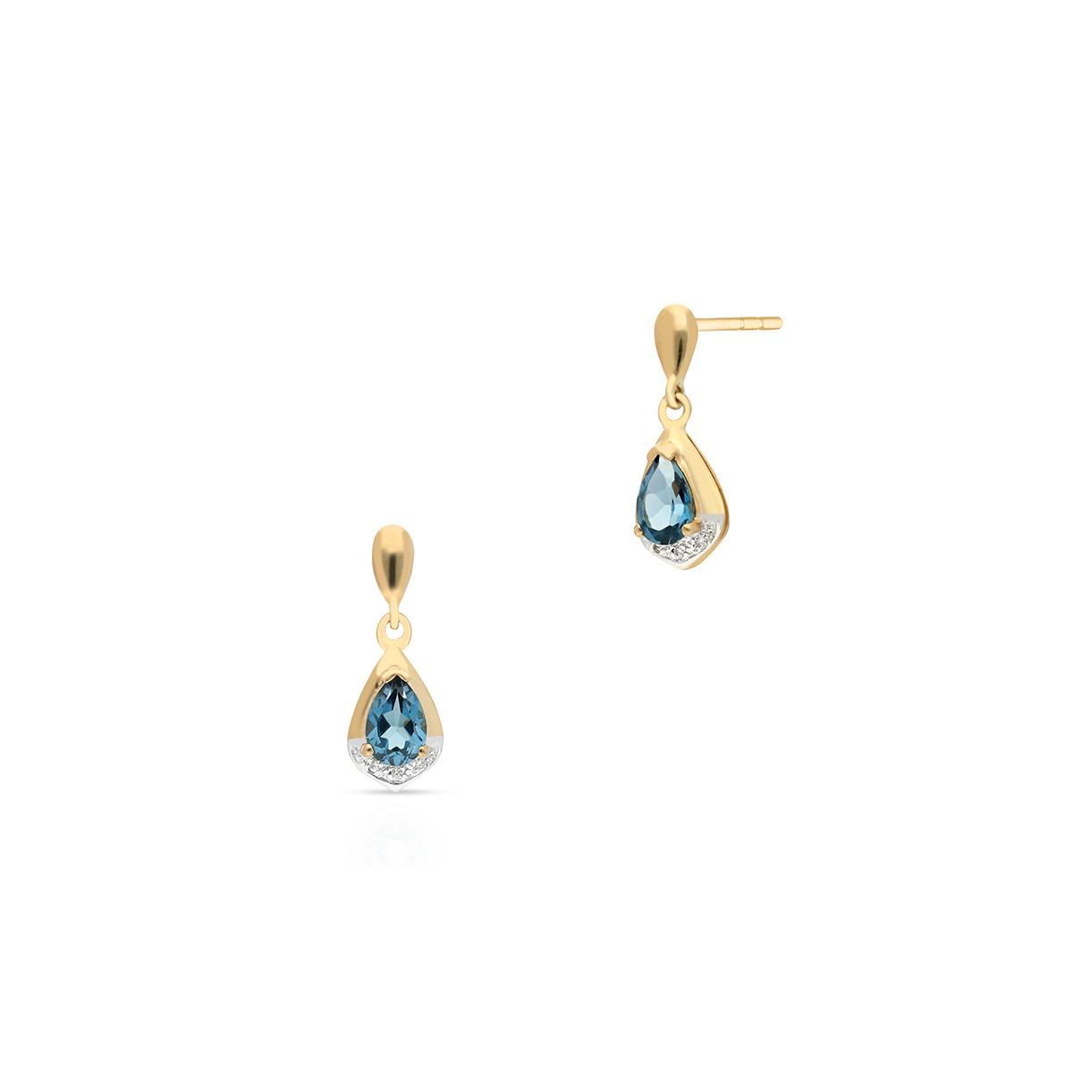 Kolczyki złote bicolor topaz