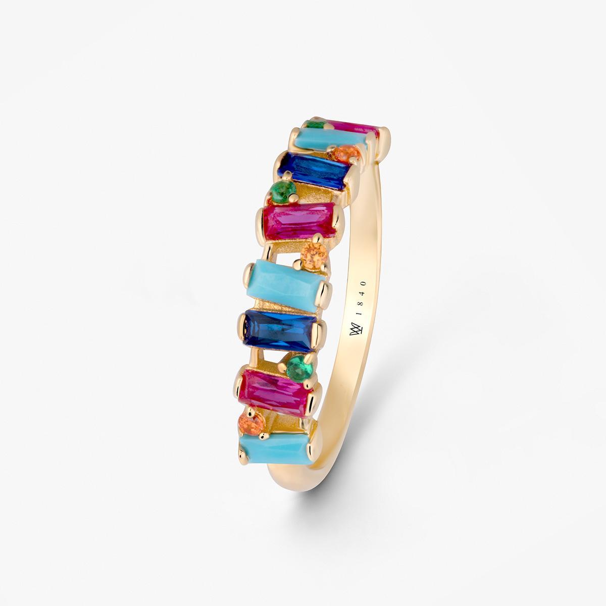 Pierścionek srebrny z kolorowymi kamieniami