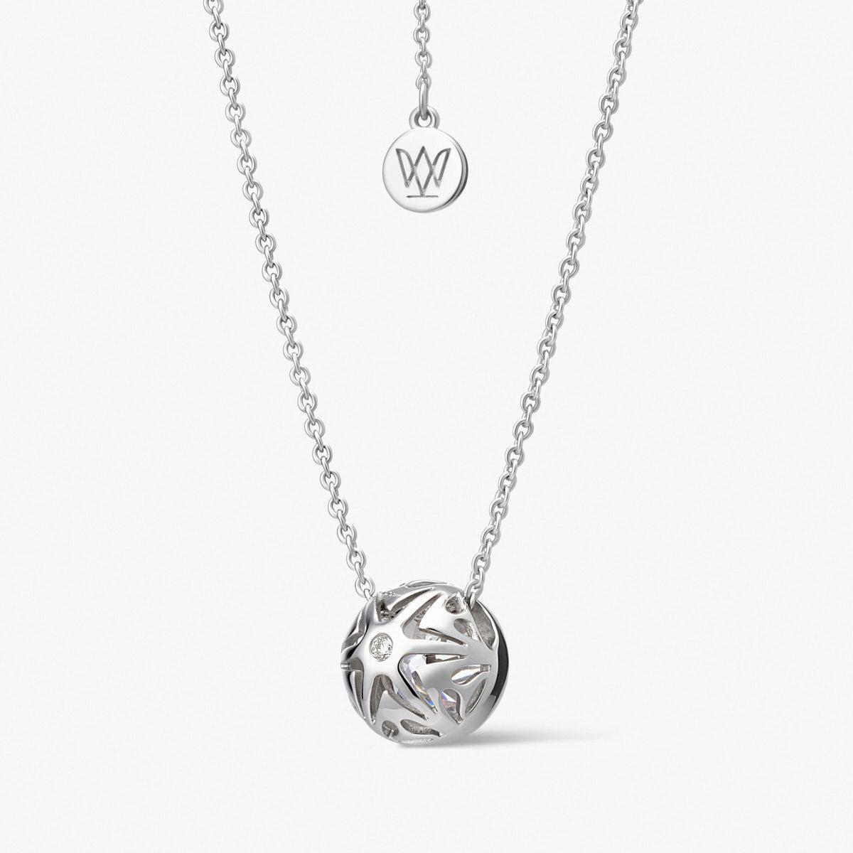 Naszyjnik srebrny z cyrkonią i diamentem