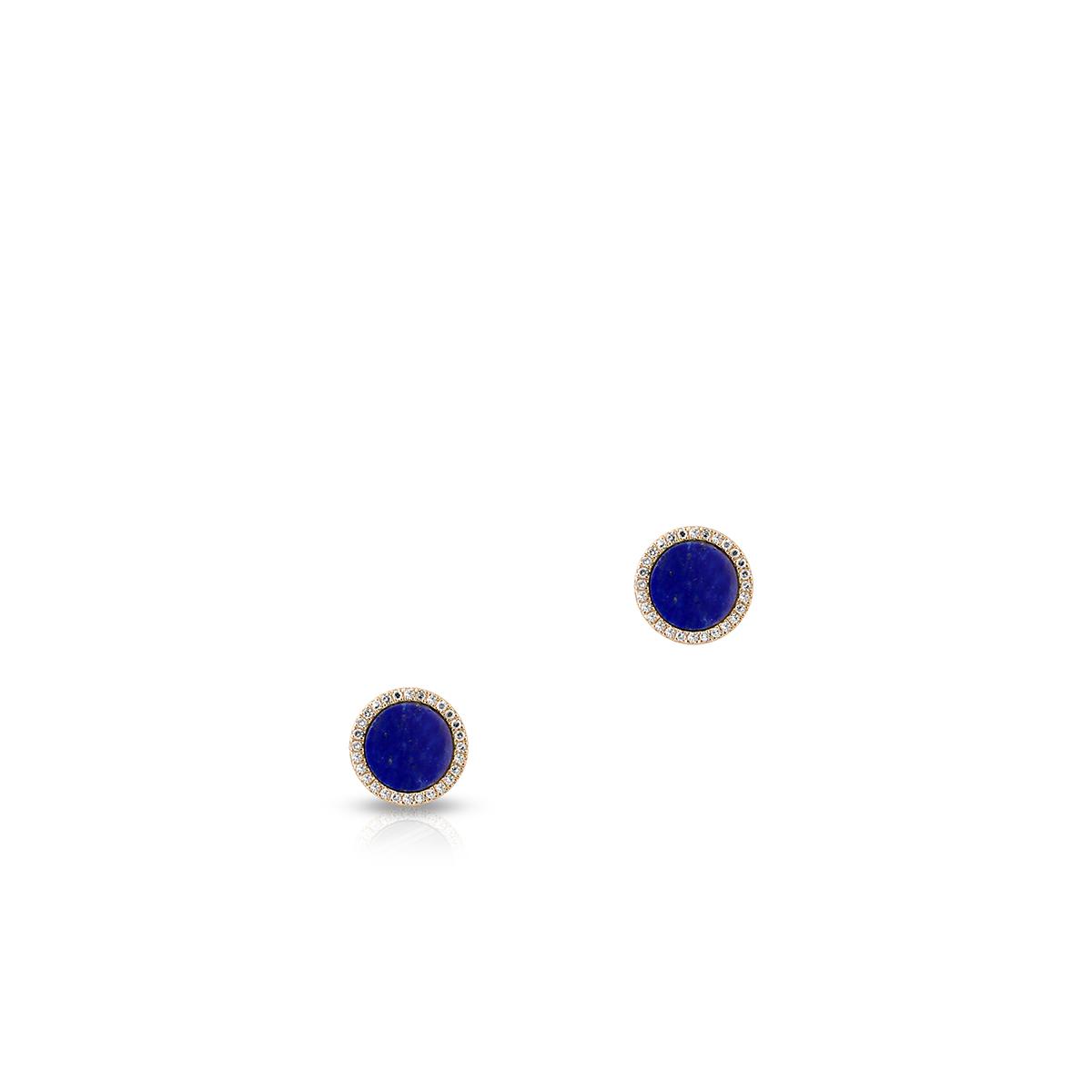 Kolczyki złote z diamentami i lapis lazuli