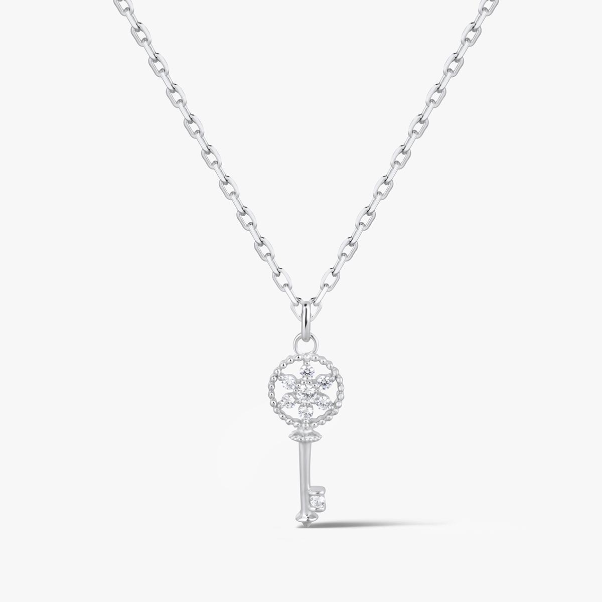 Wisiorek srebrny kluczyk z cyrkoniami