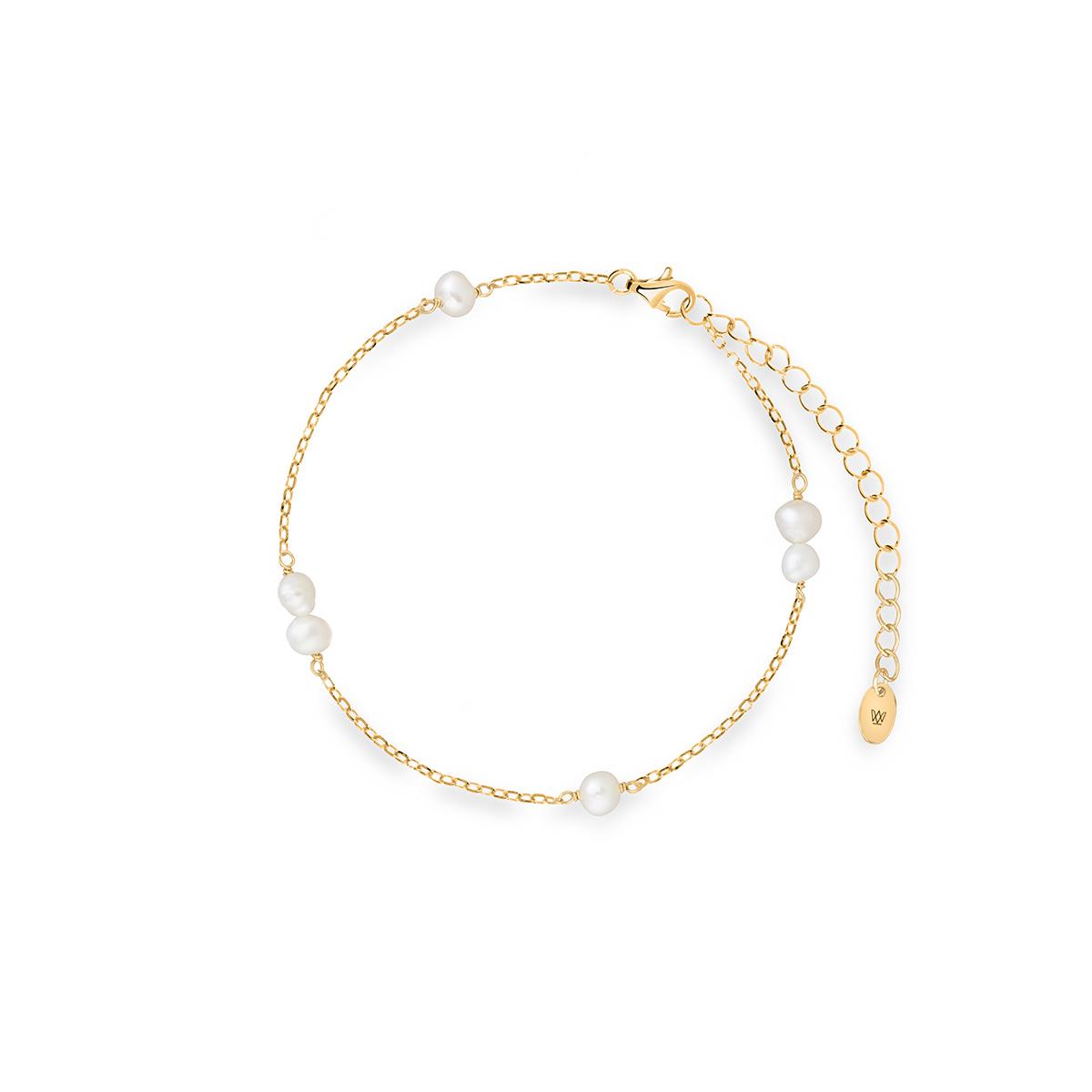 Bransoleta srebrna pozłacana z perłami