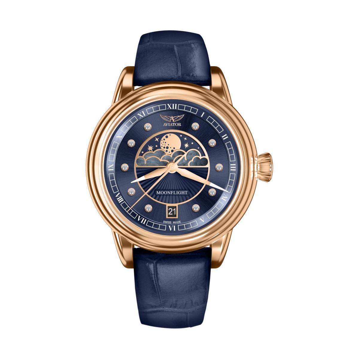 ZEGAREK AVIATOR DOUGLAS MOONFLIGHT DIAMOND EDITION