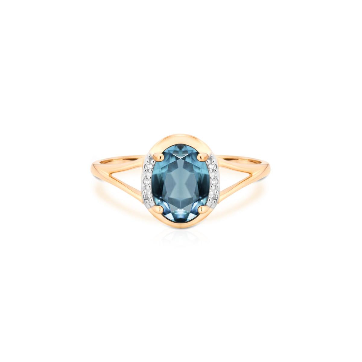 Pierścionek złoty blue topaz
