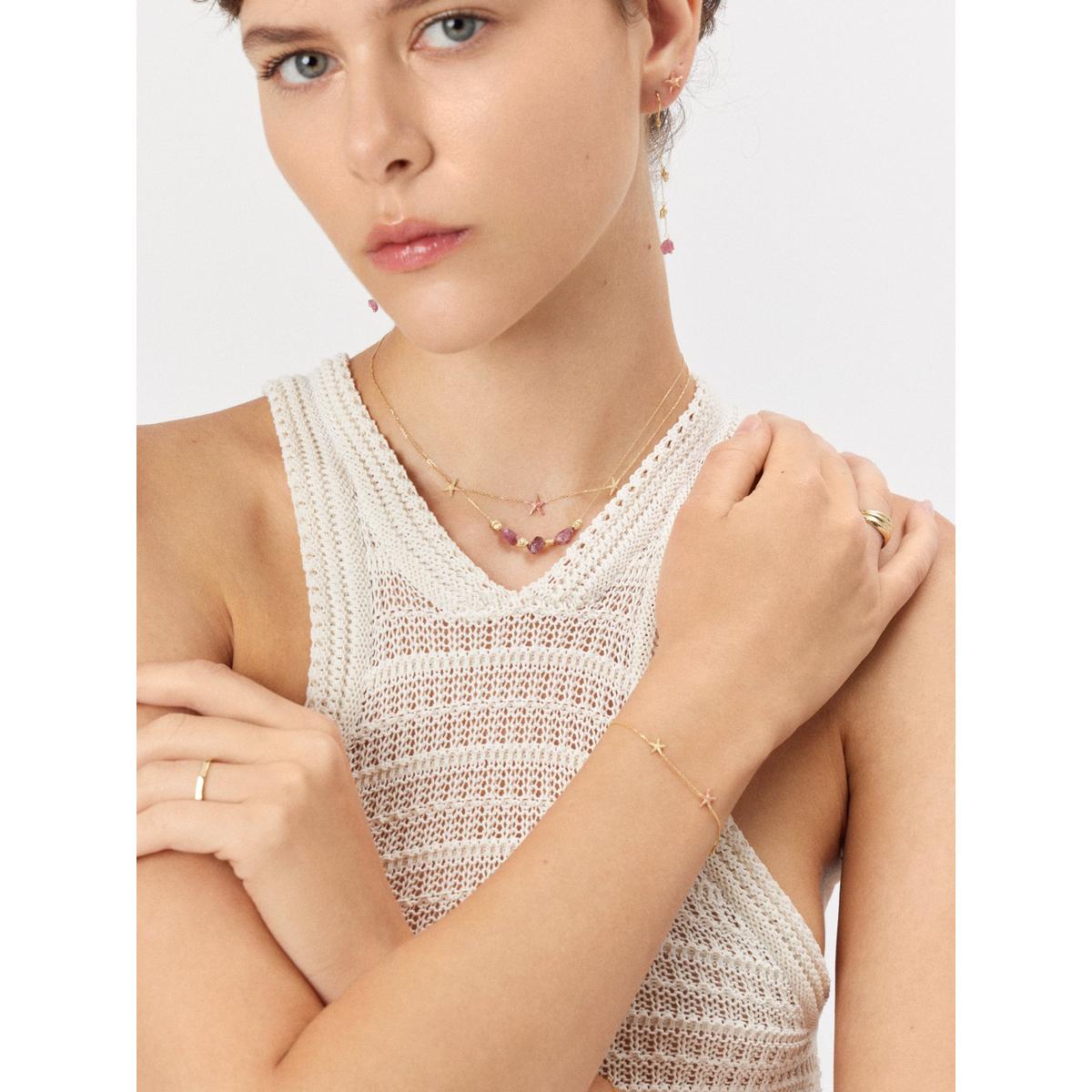 Naszyjnik złoty z różowymi turmalinami Saint Tropez