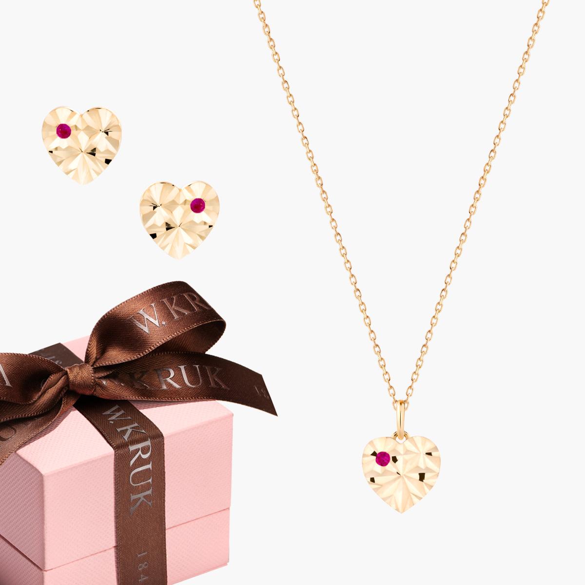 KOMPLET SERCE Z RUBINEM