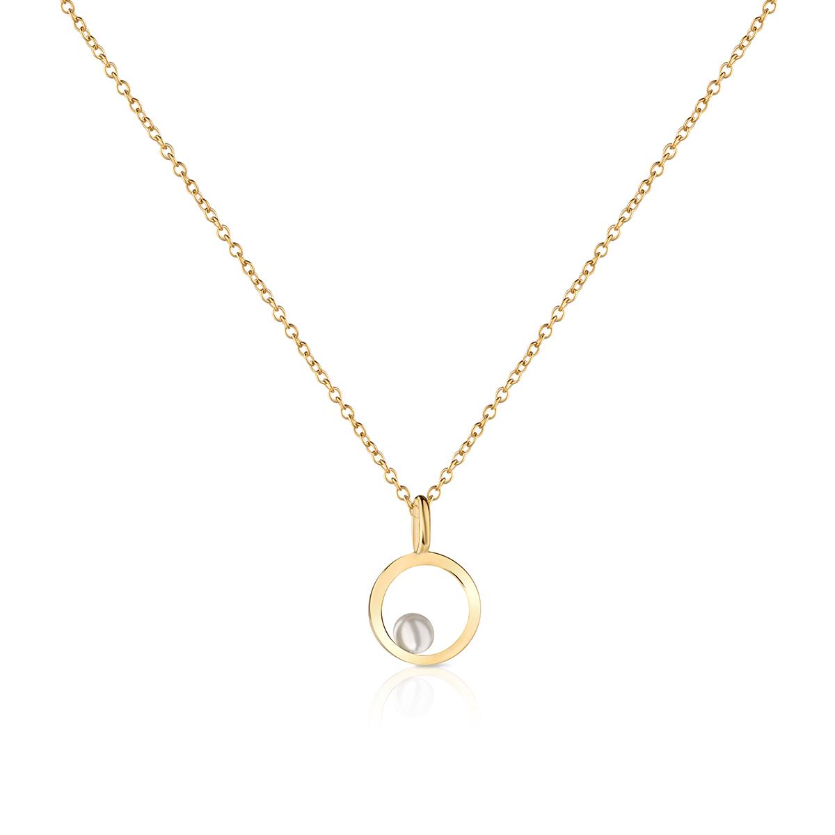 Naszyjnik srebrny okrąg z perłą