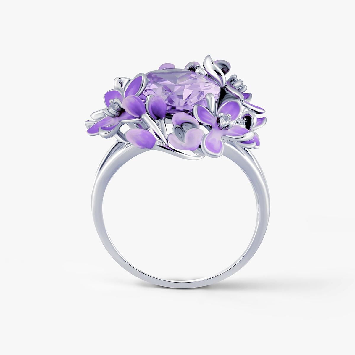 Pierścionek srebrny Kwiaty Nocy Fioletowy Bez