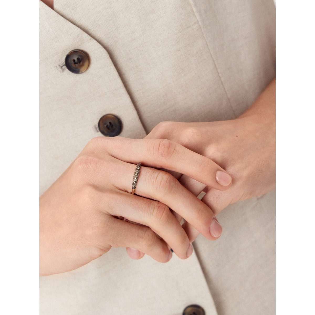 Pierścionek złoty z brązowymi diamentami Karmelowa