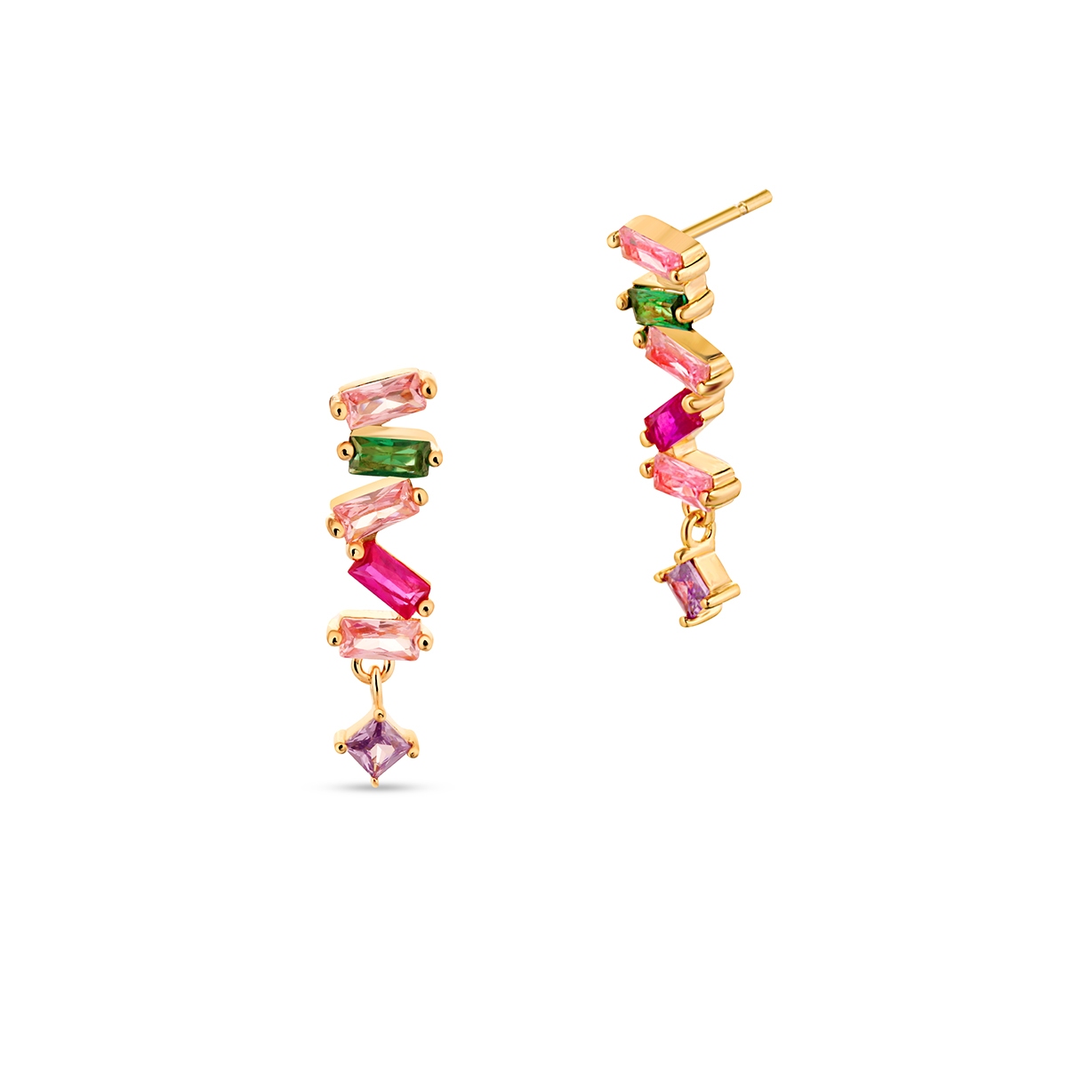 Kolczyki srebrne z kolorowymi cyrkoniami