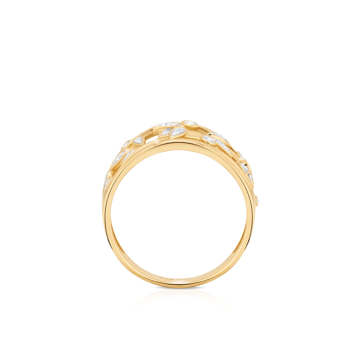 Pierścionek złoty kwiaty z diamentami