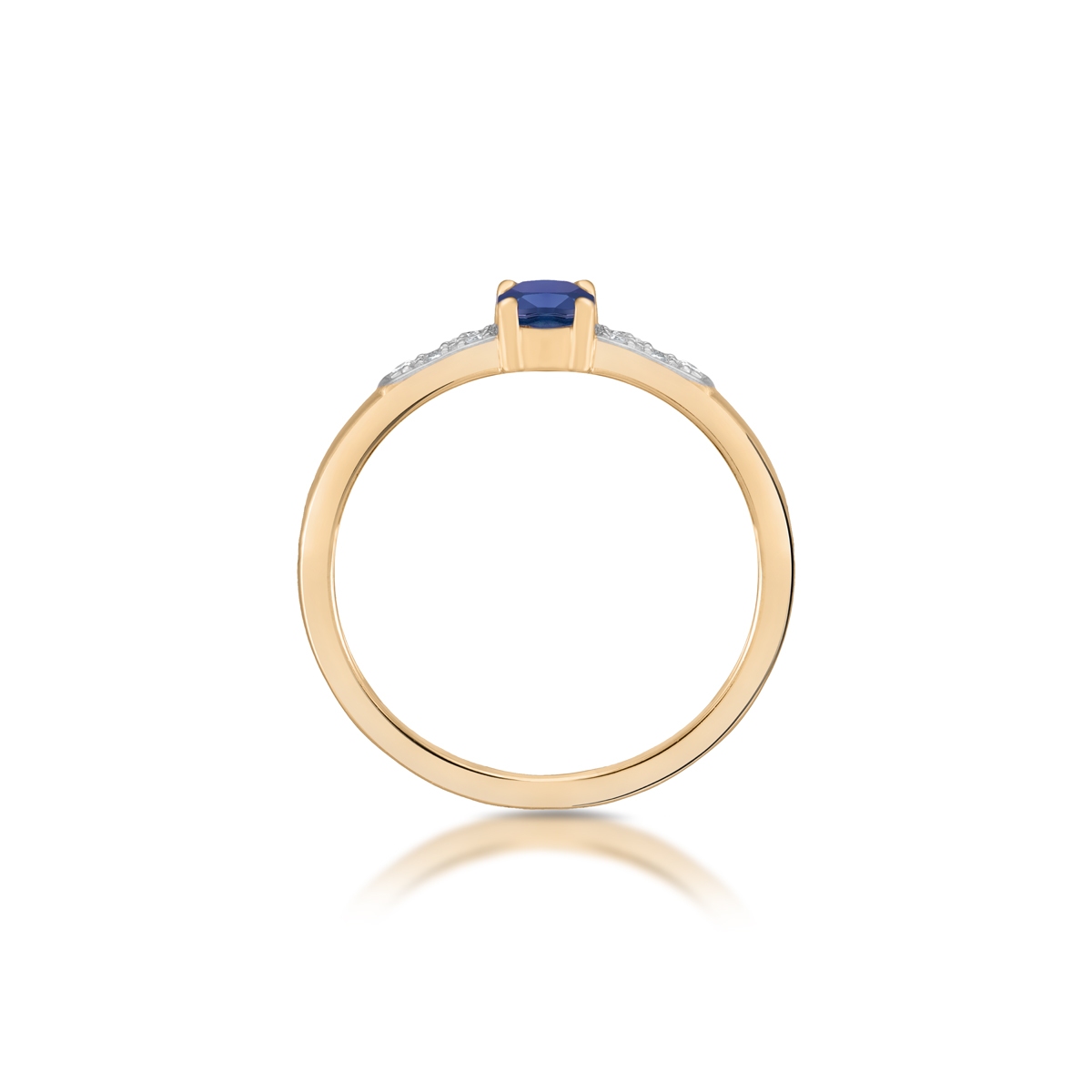 Pierścionek z diamentami i szafirem