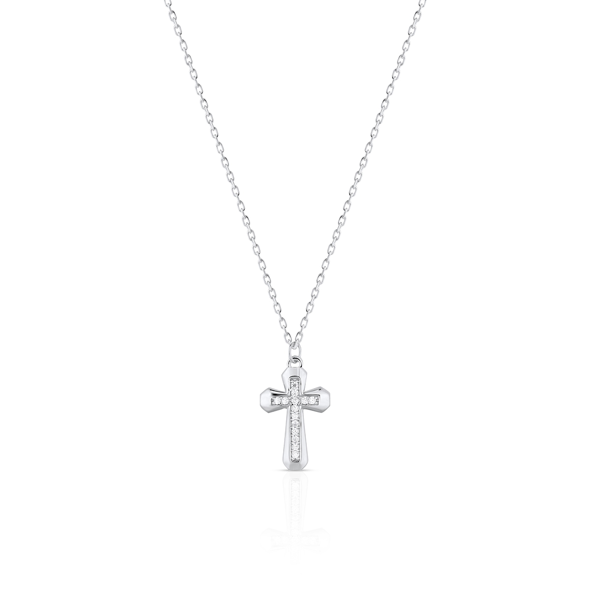 Naszyjnik srebrny krzyżyk z cyrkoniami