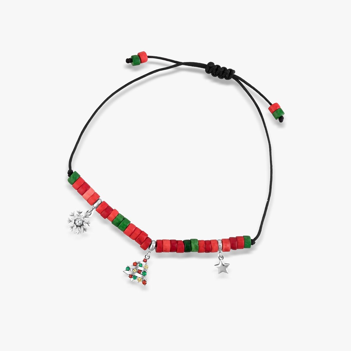 Bransoleta srebrna na czarnym sznurku