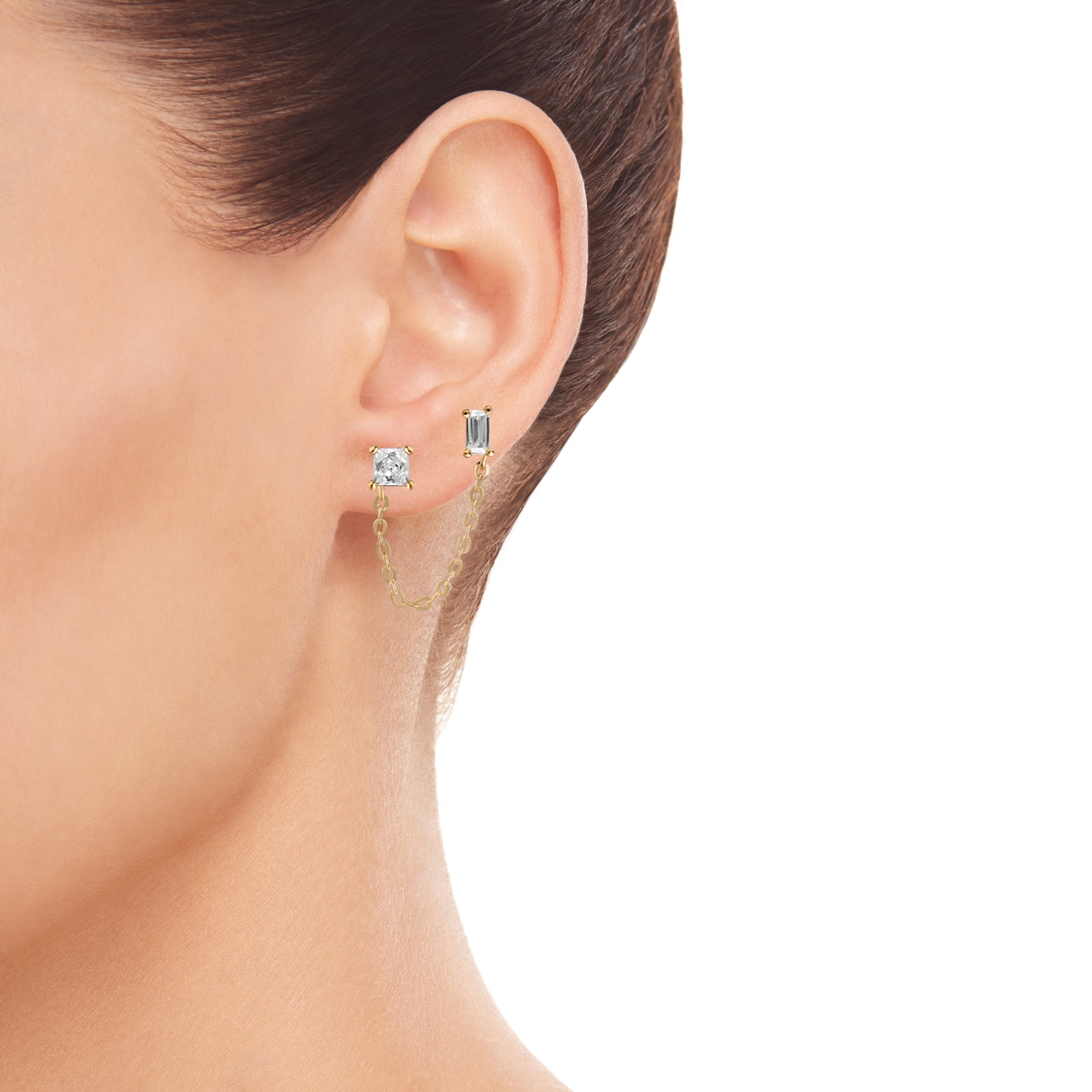 Kolczyk złoty z cyrkoniami