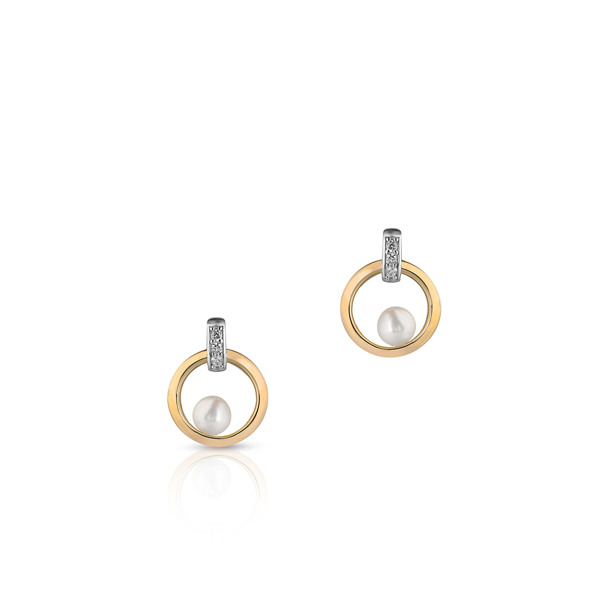Kolczyki srebrne pozłacane z perłami i cyrkoniami