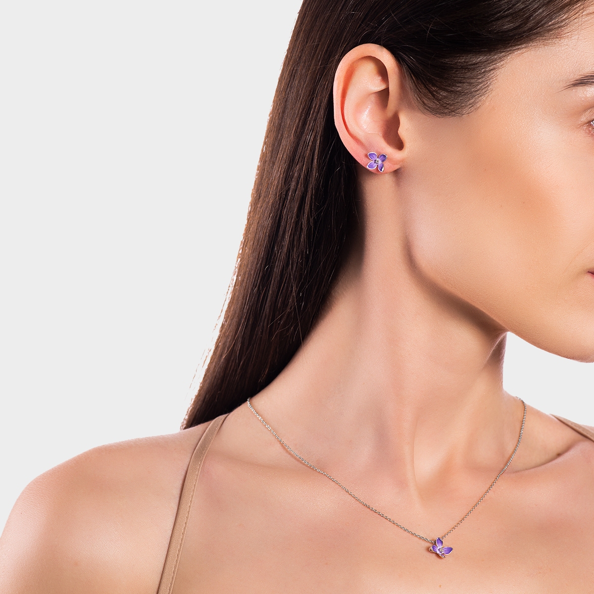 Wisiorek srebrny Kwiaty Nocy Fioletowy Bez