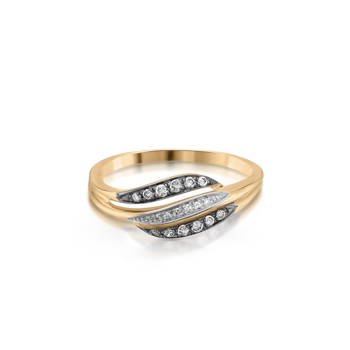 Pierścionek złoty z diamentami i brylantami