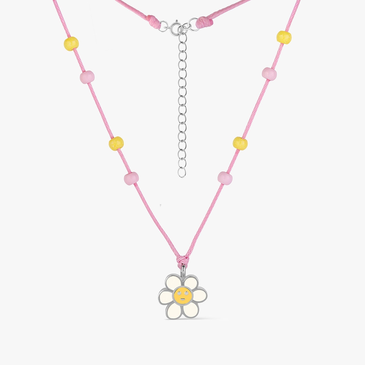 Naszyjnik sznurkowy ze stokrotką