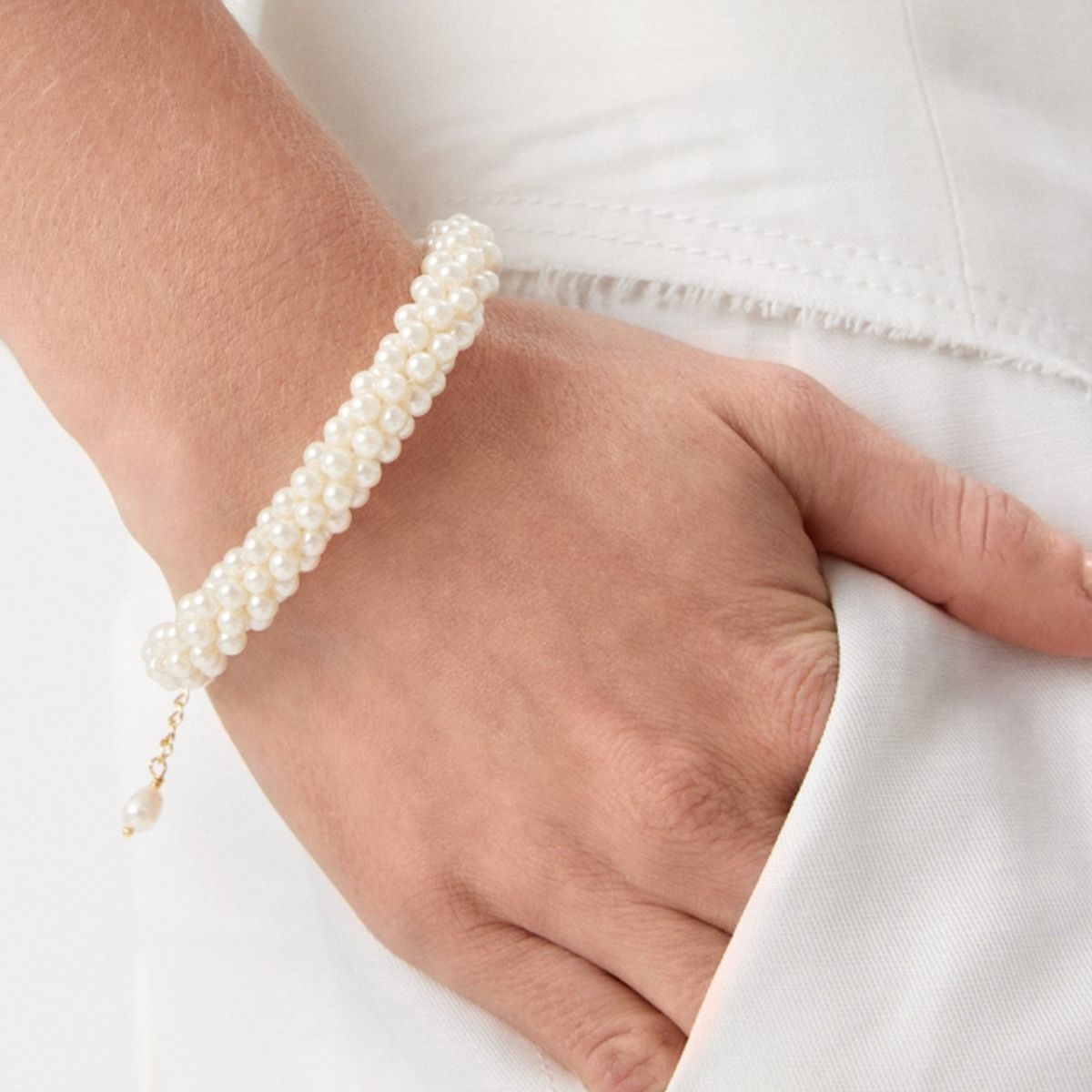 Bransoleta srebrna z perłami