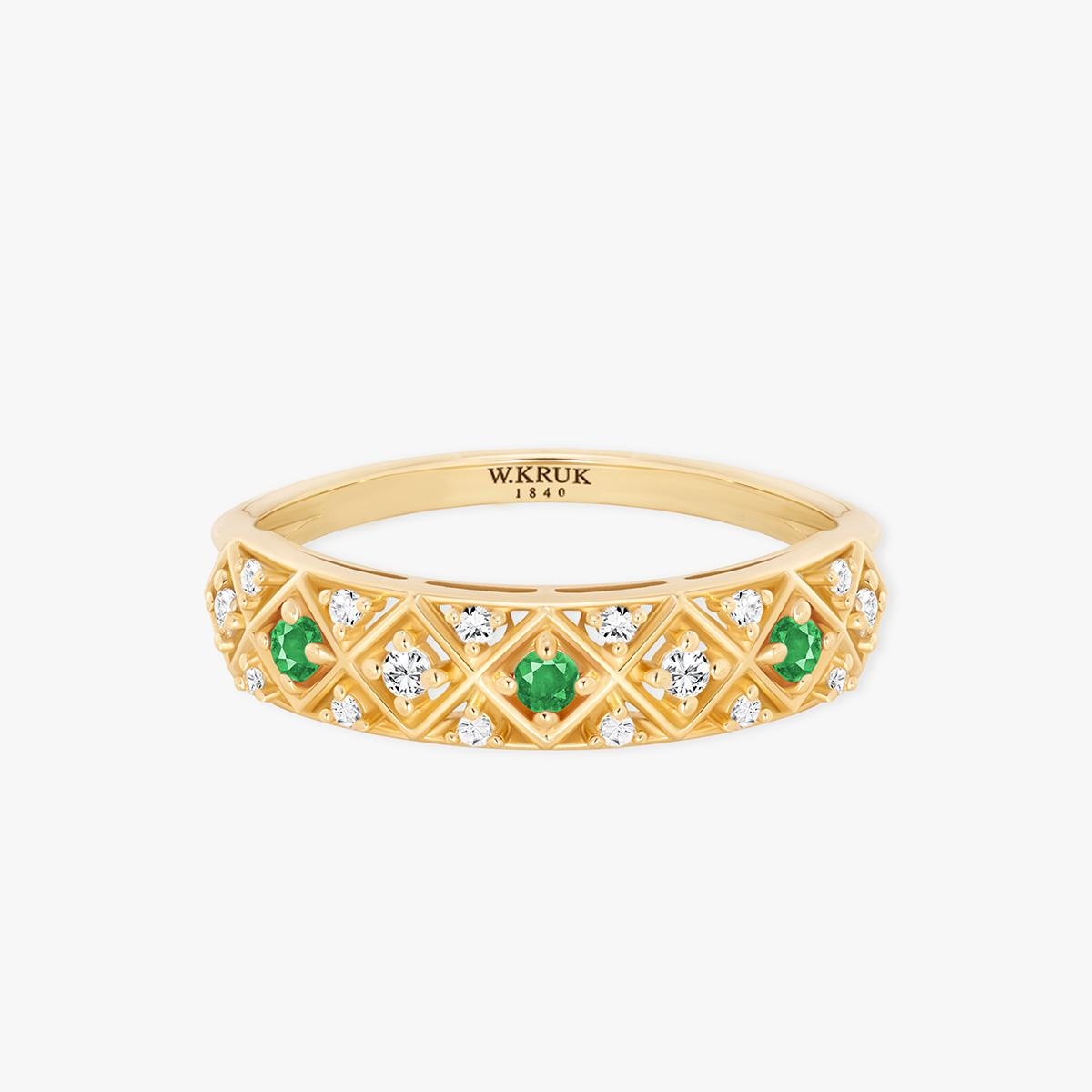 Pierścionek złoty ze szmaragdami TRIO