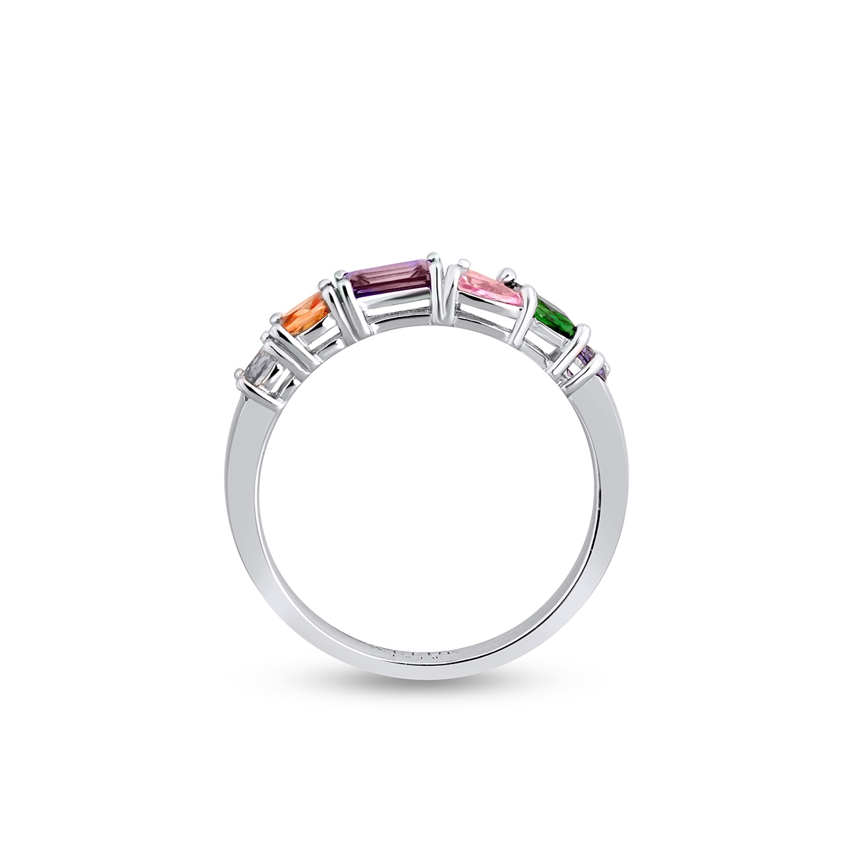 Pierścionek srebrny z kolorowymi cyrkoniami Mozaika