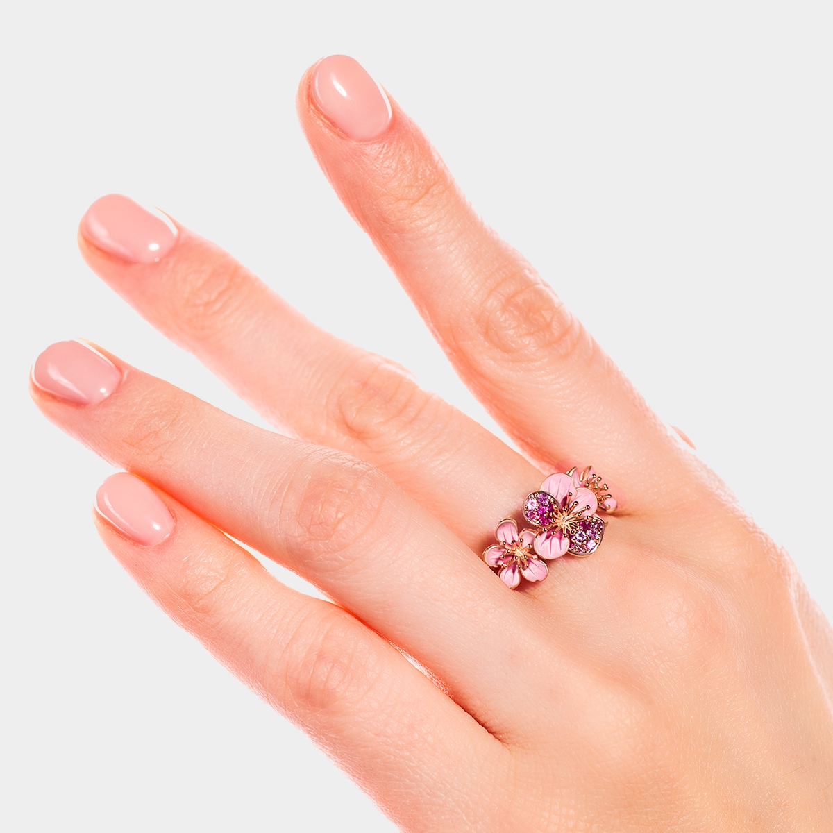 Pierścionek różowe złoto Kwiaty Nocy