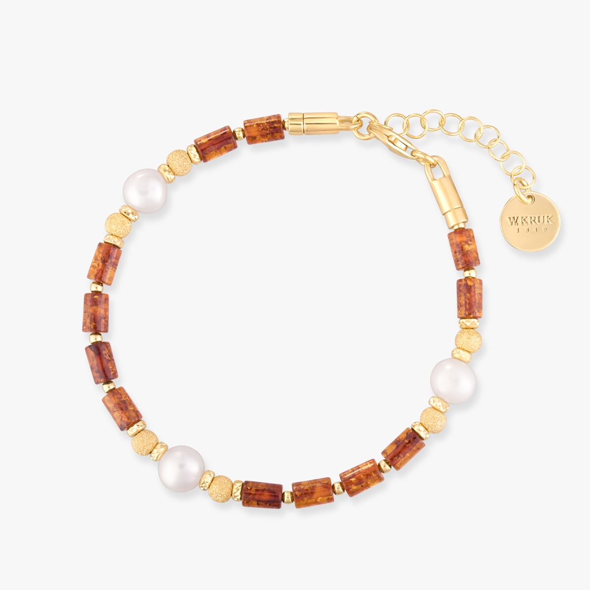 Bransoleta srebrna z bursztynami