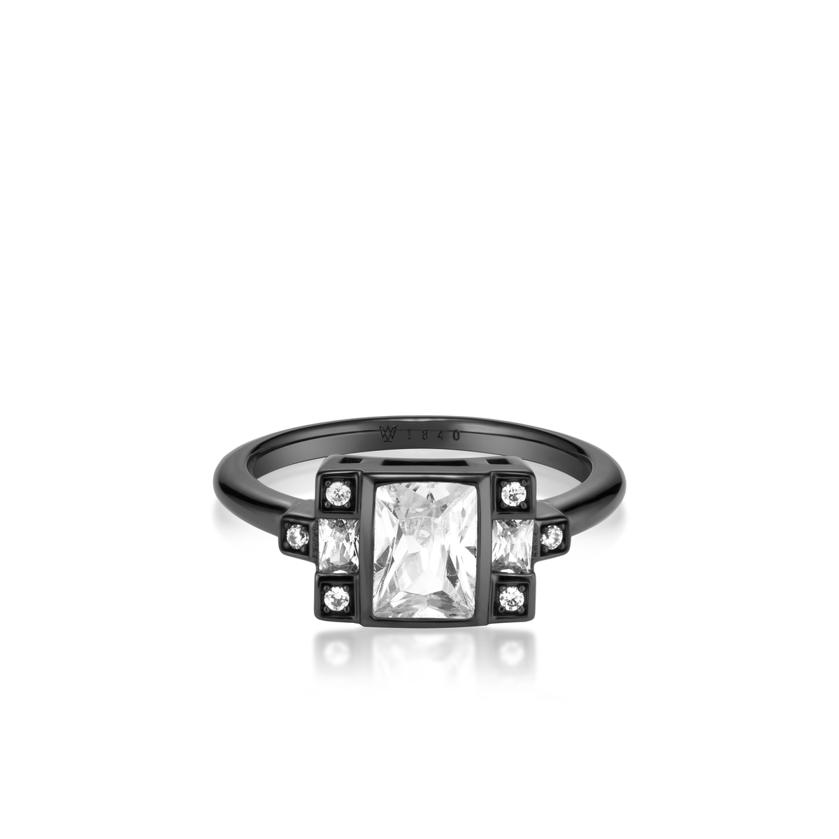 Pierścionek srebrny czarne rodowanie METEORY