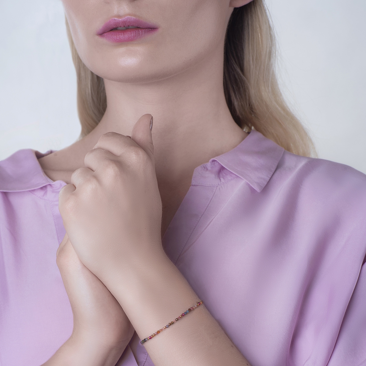 Bransoletka srebrna pozłacana z turmalinami