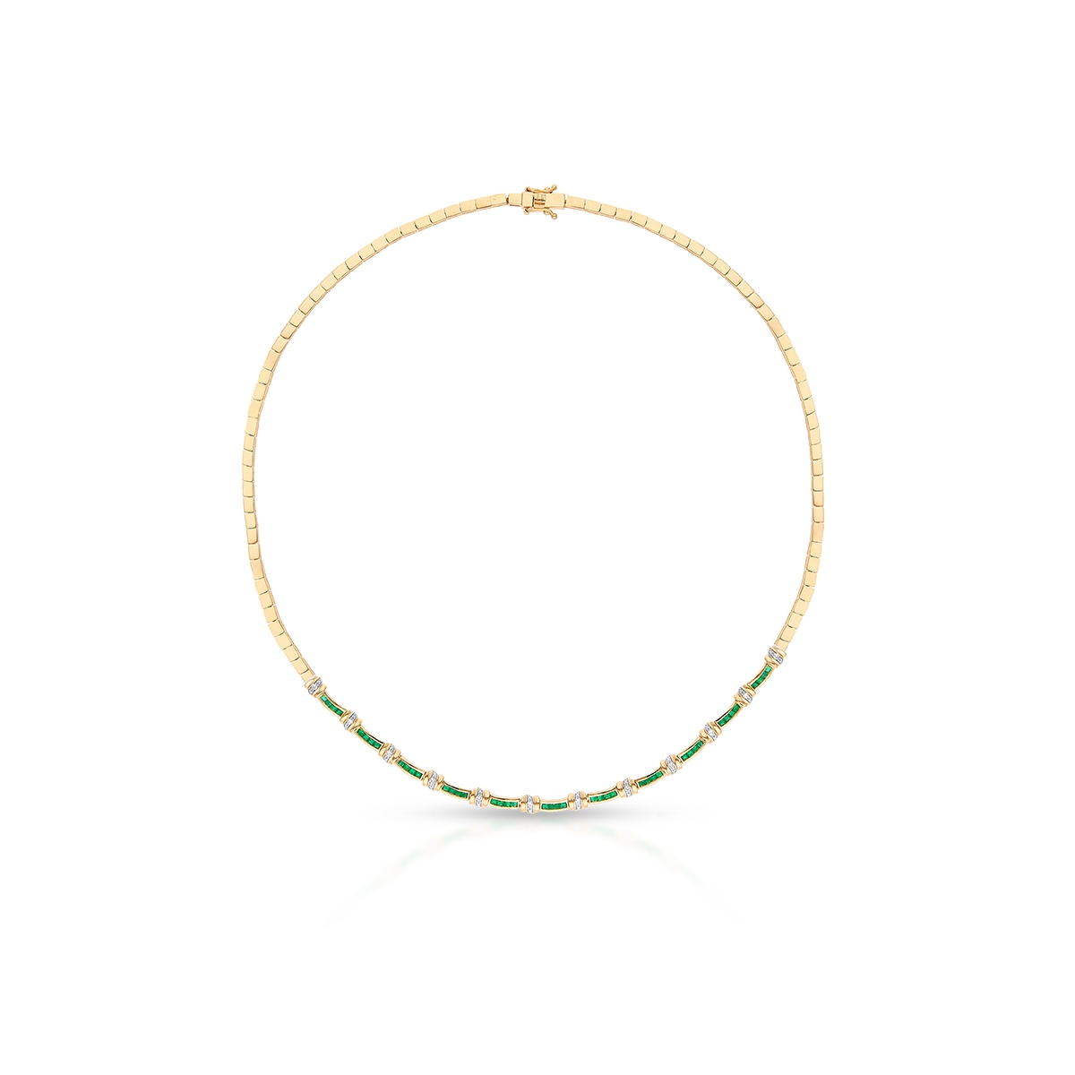 Naszyjnik złoty z szmaragdami i diamentami
