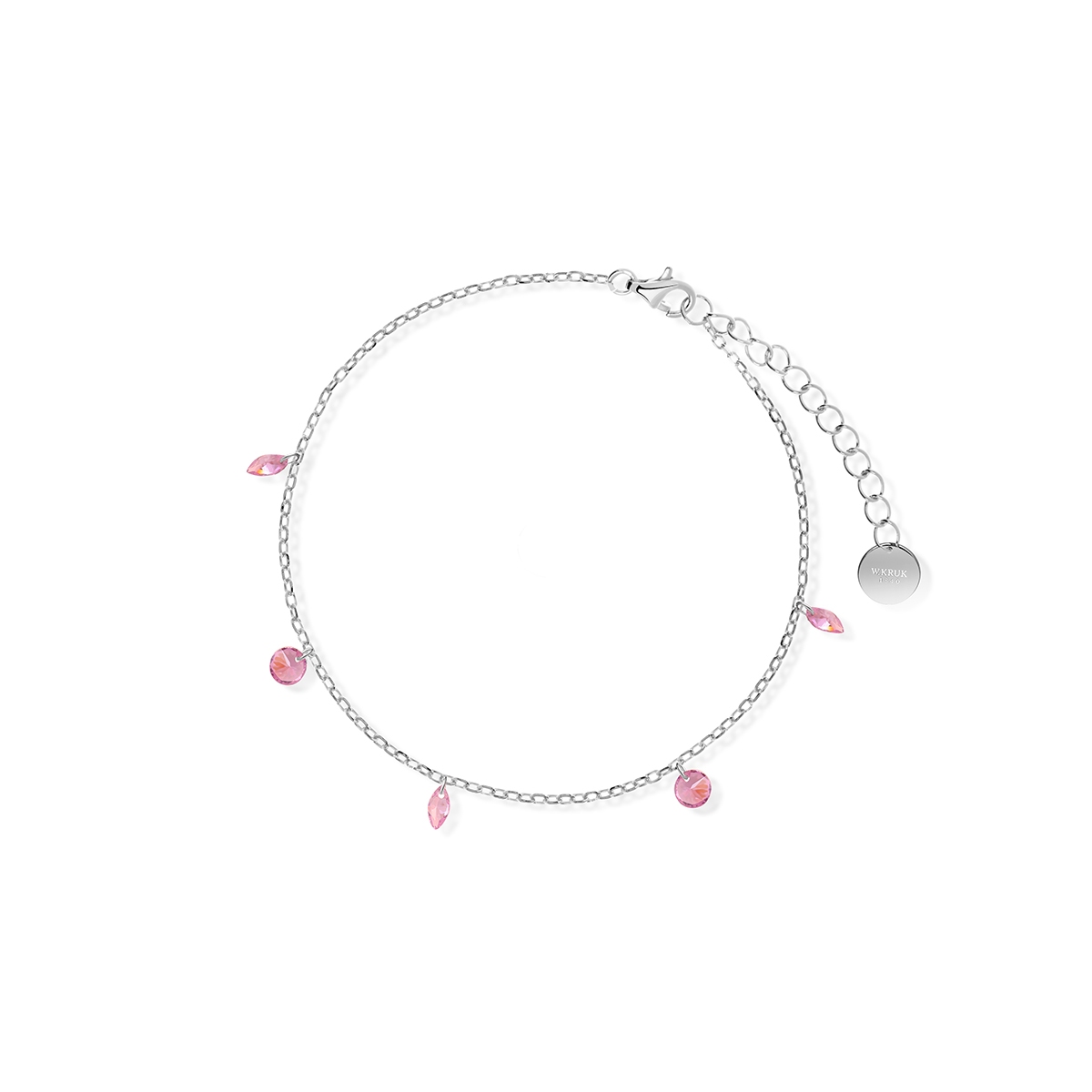Bransoleta srebrna z różowymi cyrkoniami