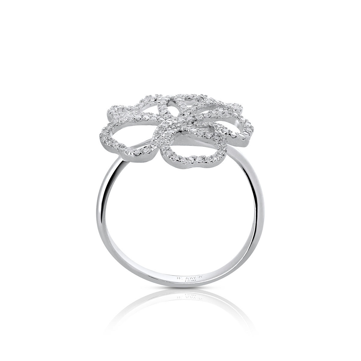 Pierścionek białe złoto z diamentami