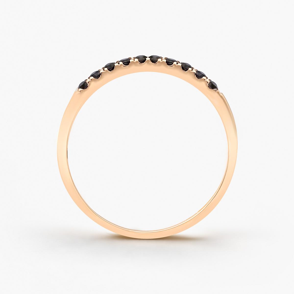 Pierścionek różowe złoto z czarnymi szafirami