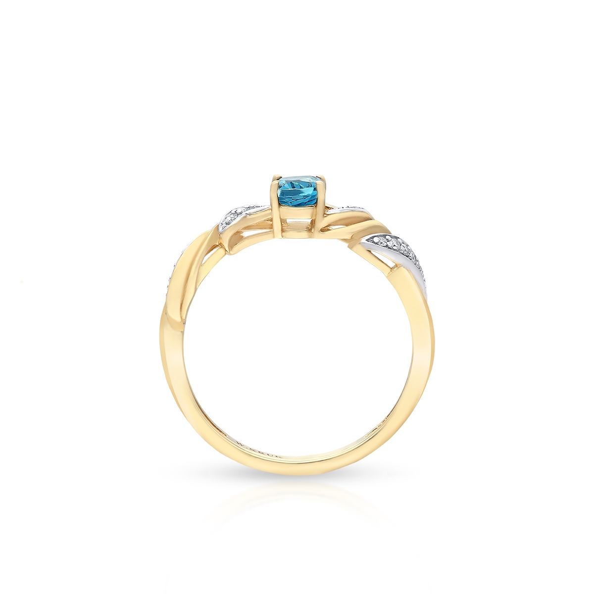 Pierścionek złoty z topazem i diamentami