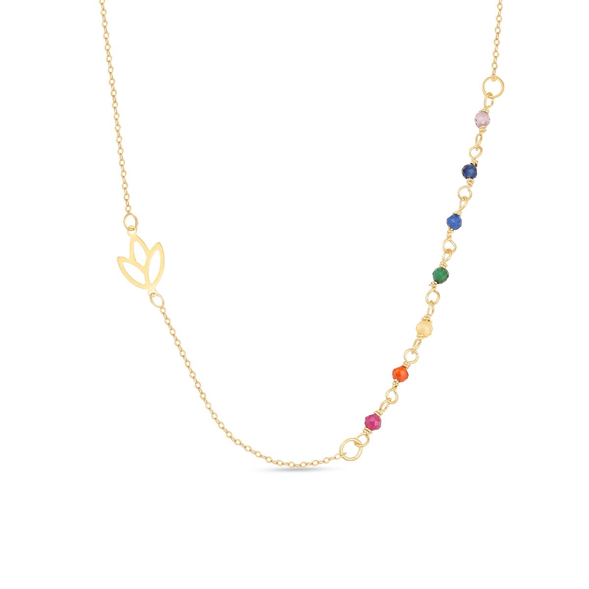 Naszyjnik złoty z kolorowymi kamieniami