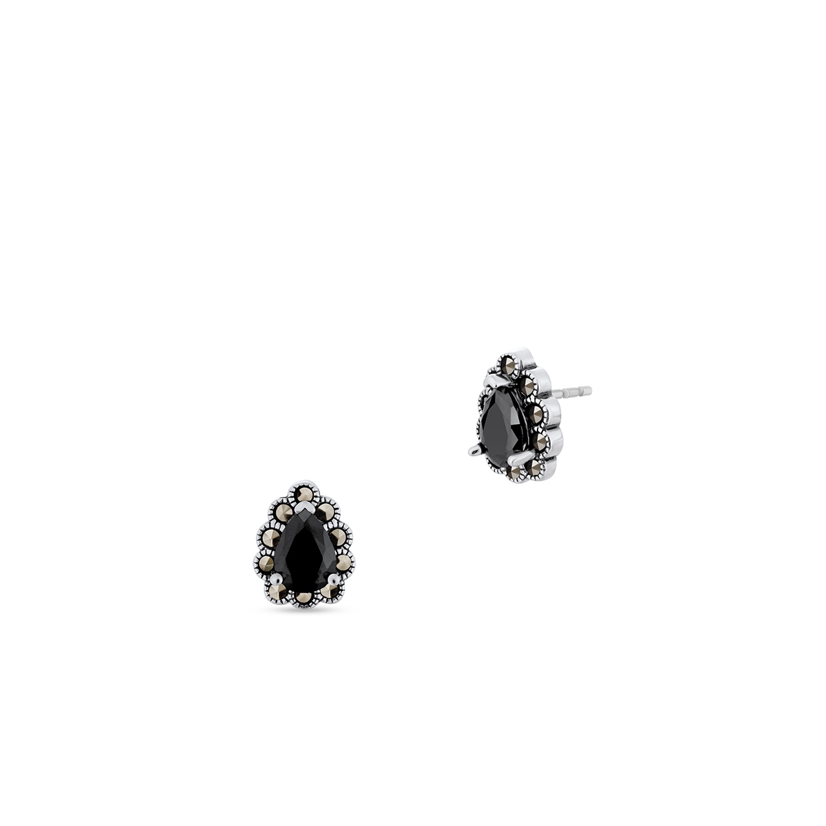 Kolczyki srebrne z czarną cyrkonią