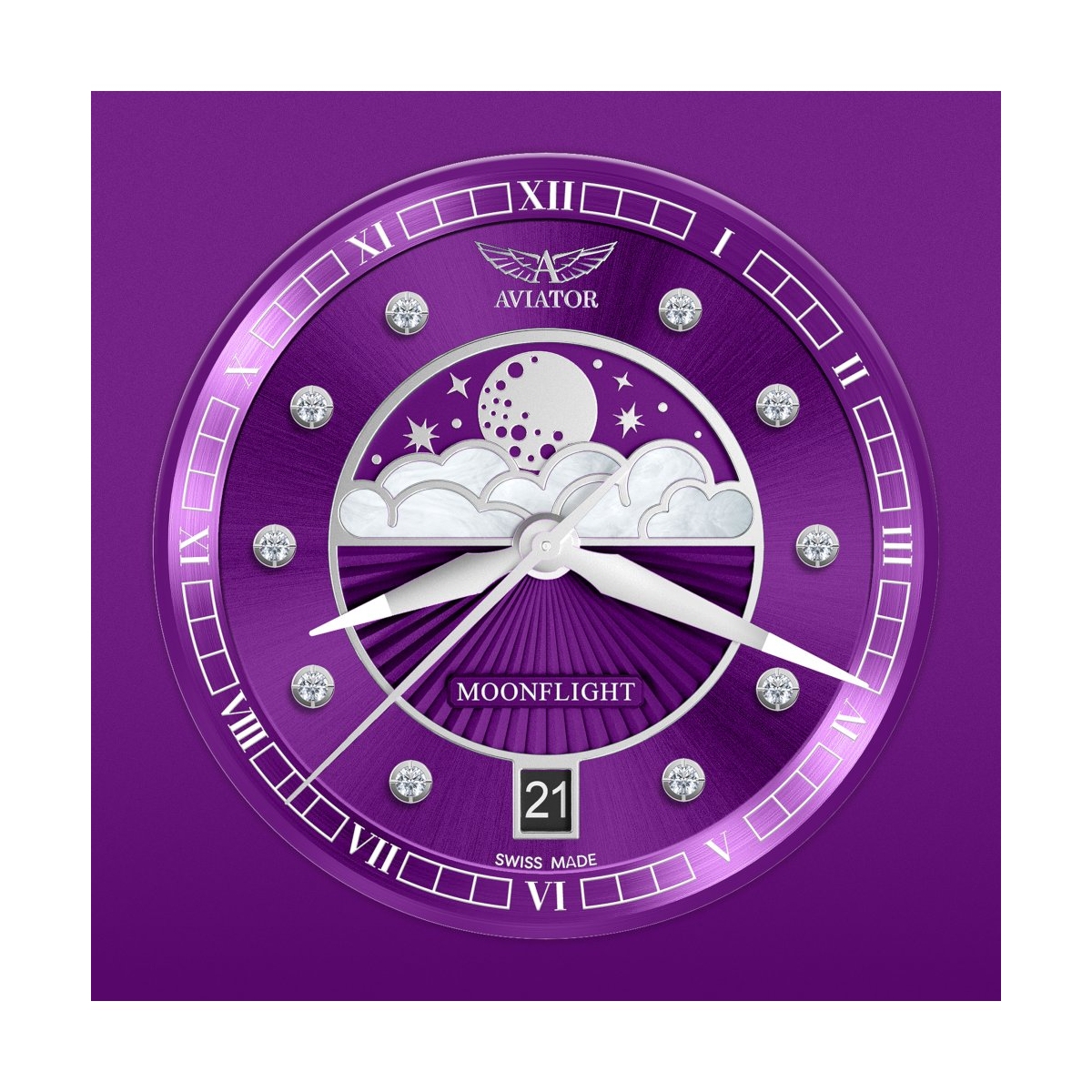 ZEGAREK AVIATOR DOUGLAS MOONFLIGHT DIAMOND EDITION