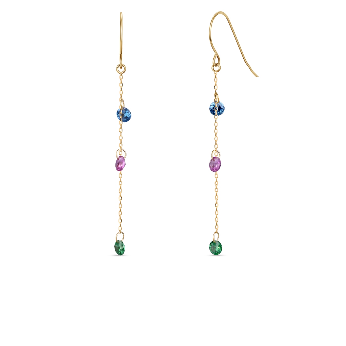 Kolczyki złote z kolorowymi cyrkoniami