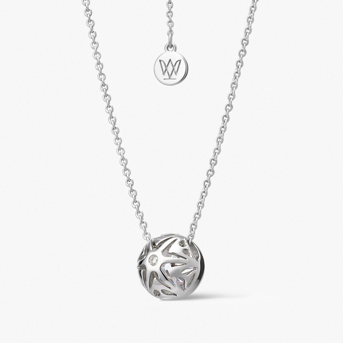 Naszyjnik srebrny z cyrkonią i diamentem