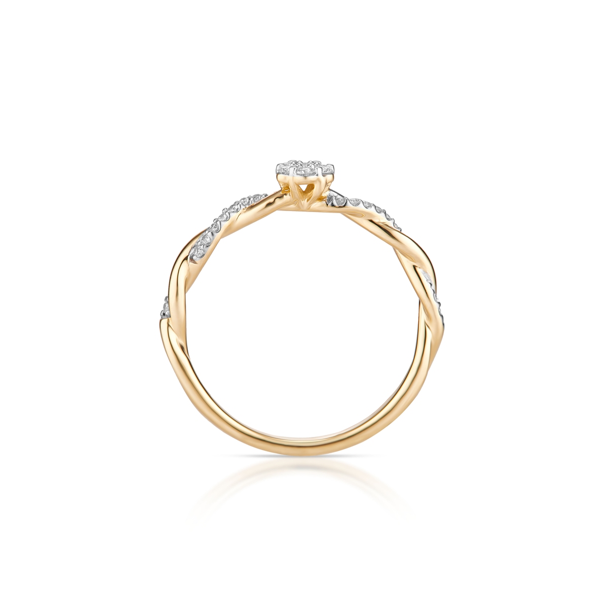 Pierścionek złoty bicolor z brylantami i diamentami