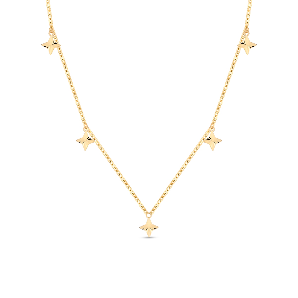 Naszyjnik złoty z wiszącymi gwiazdkami