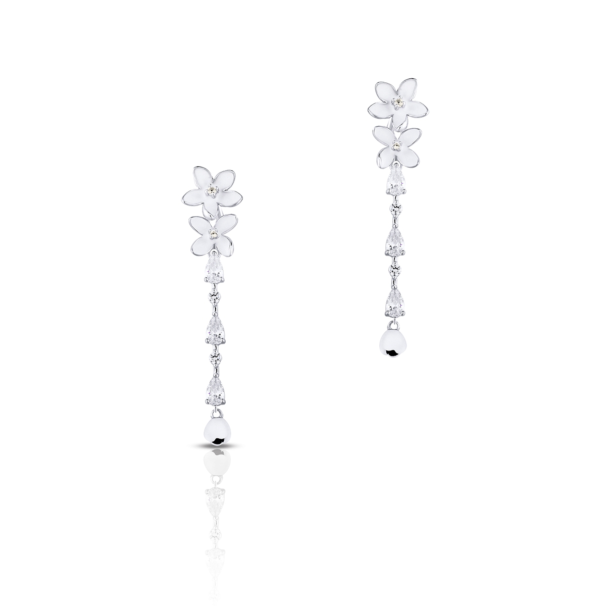 Kolczyki srebrne Kwiaty Nocy Biały Bez
